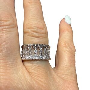 Avon  Silvertone   Openwork Ring with Vintage Design size 7.5?  Vintage